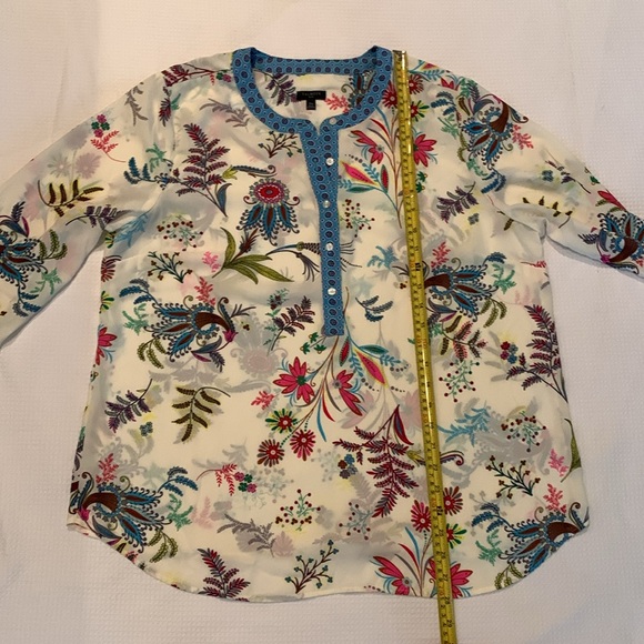 Talbots petit paisley/floral print long sleeves v neck blouse - Picture 9 of 10